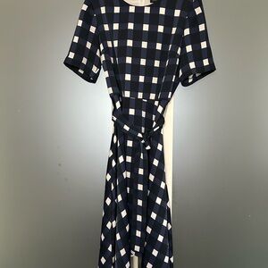Banana Republic Navy and Cream Plaid Midi Dress